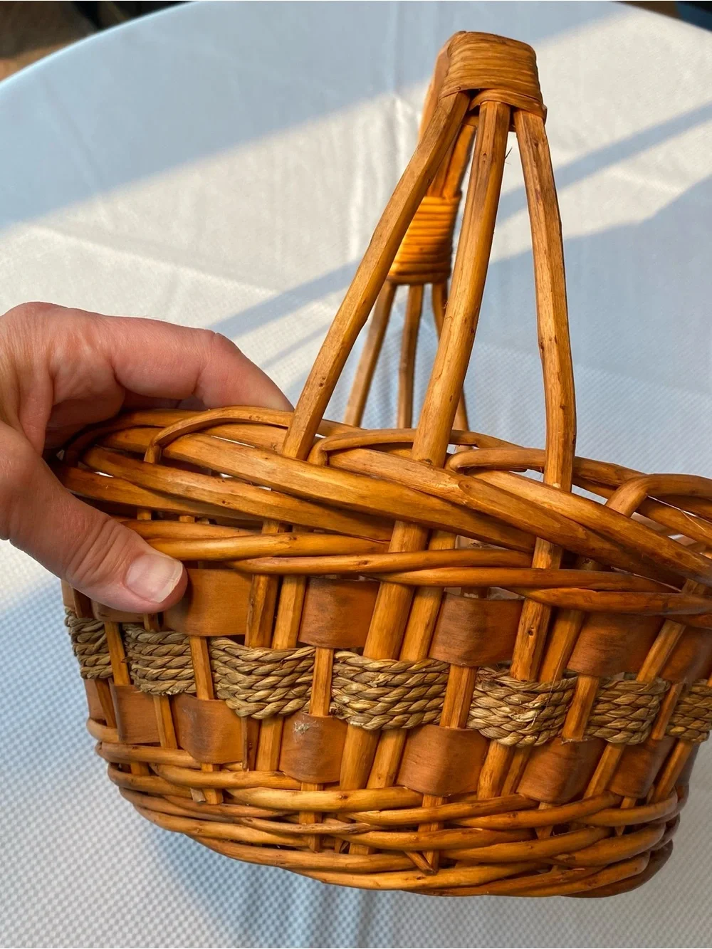 Natural Wicker Handled Basket - Warm Honey Brown